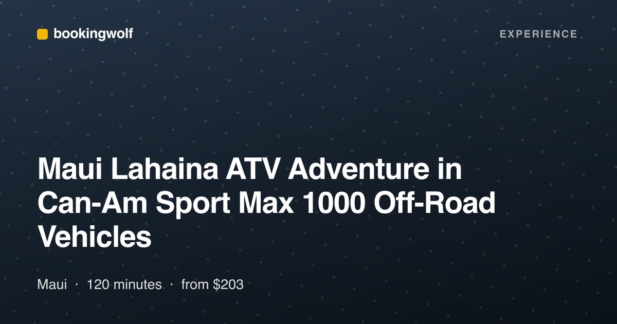 Maui Lahaina ATV Adventure in Can-Am Sport Max 1000 Off-Road Vehicles