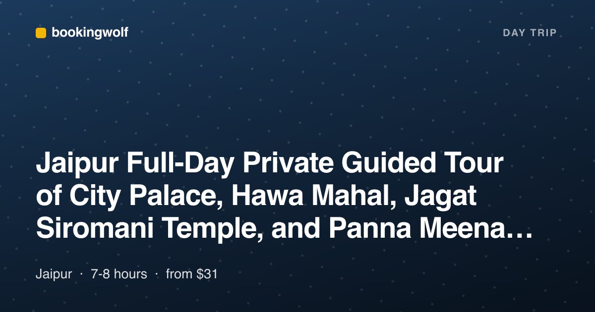 Jaipur Full-Day Private Guided Tour of City Palace, Hawa Mahal, Jagat Siromani Temple, and Panna Meena Stepwell