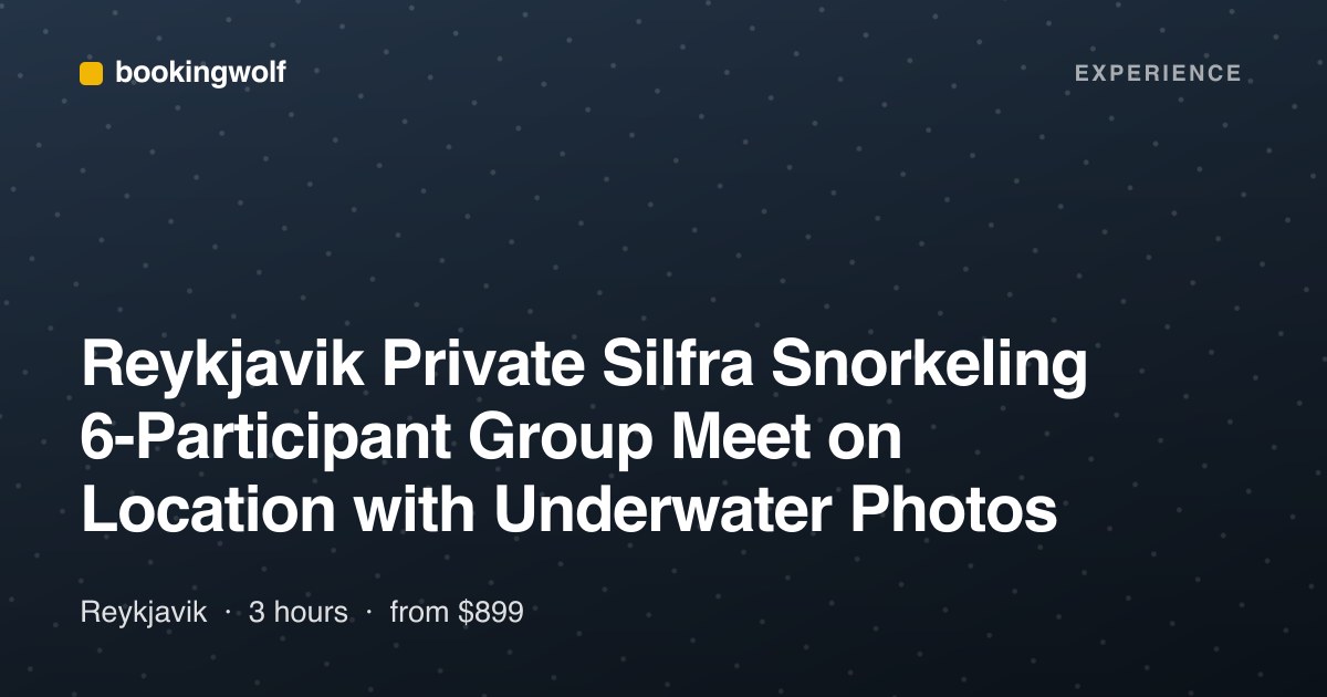 Reykjavik Private Silfra Snorkeling 6-Participant Group Meet on Location with Underwater Photos