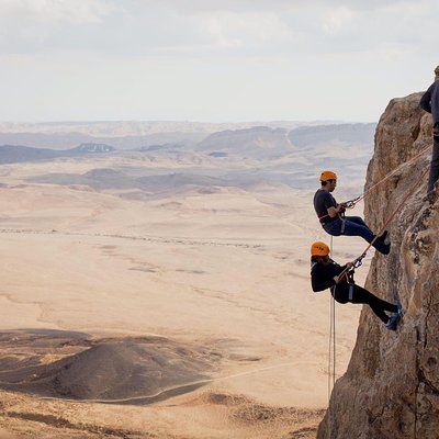 Rappelling Down the Ramon Crater Cliff