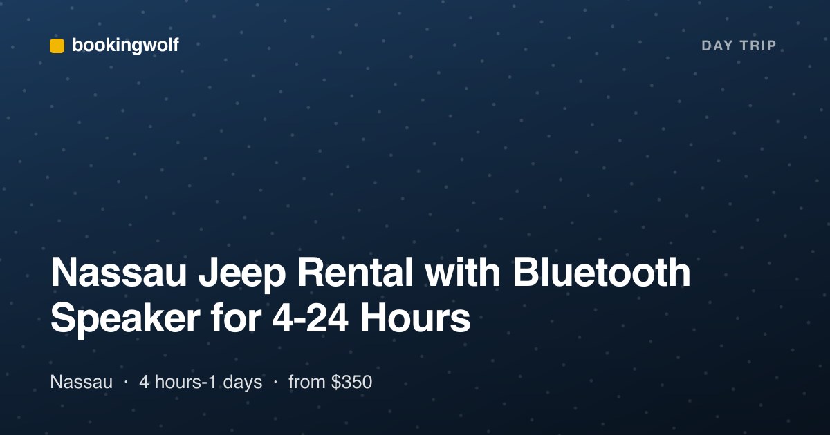 Nassau Jeep Rental with Bluetooth Speaker for 4-24 Hours
