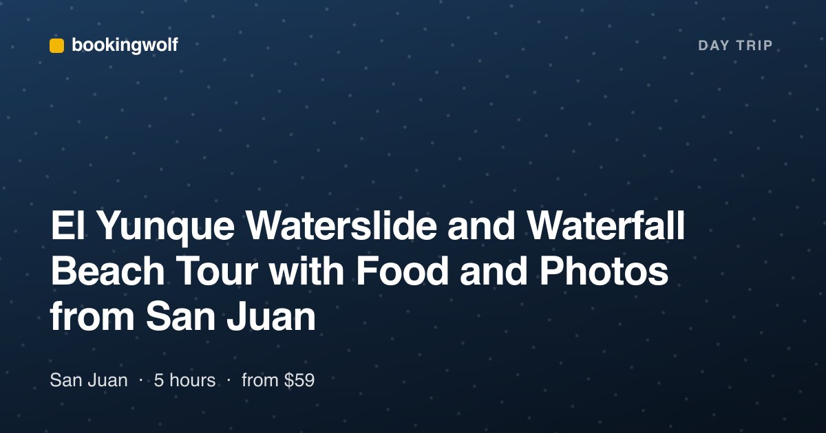 El Yunque Waterslide and Waterfall Beach Tour with Food and Photos from San Juan