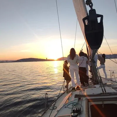 Barcelona Badalona Sailboat Tour Snack Drinks Swimming Sunset