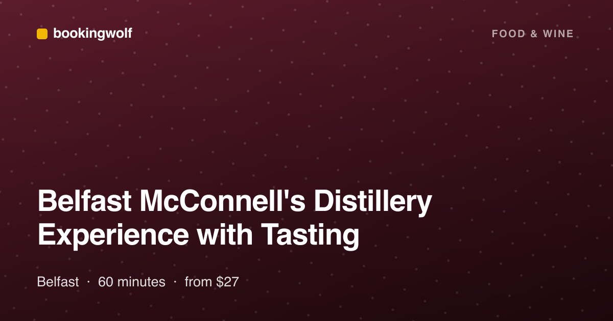 Belfast McConnell's Distillery Experience with Tasting