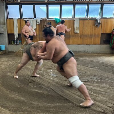 Yokuzuna Sumo Stable Morning Practice in Osaka