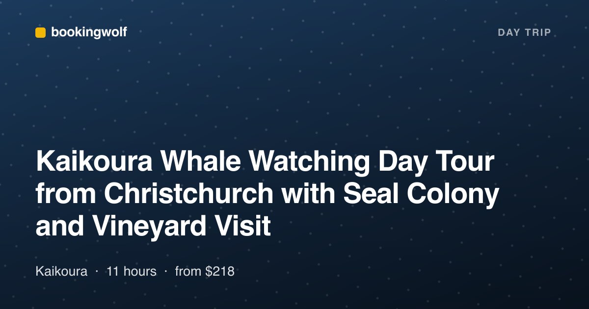 Kaikoura Whale Watching Day Tour from Christchurch with Seal Colony and Vineyard Visit