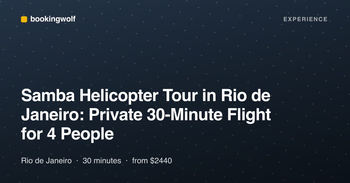 Samba Helicopter Tour in Rio de Janeiro: Private 30-Minute Flight for 4 People