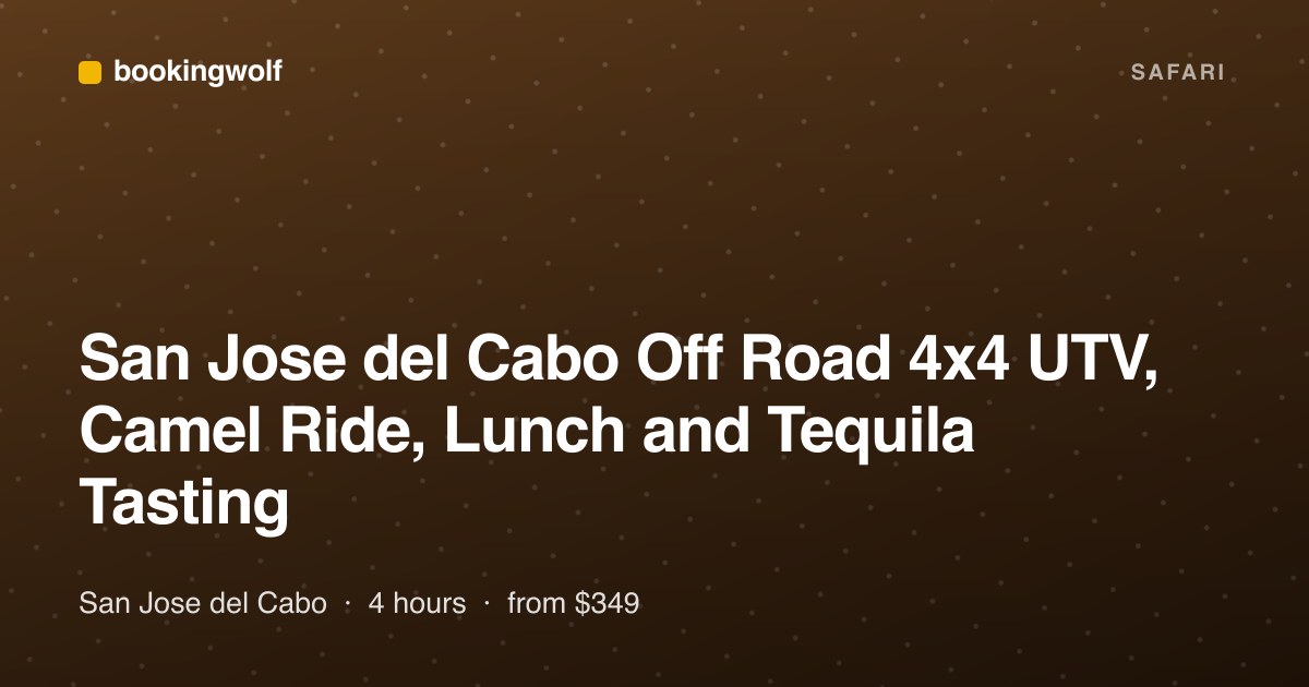 San Jose del Cabo Off Road 4x4 UTV, Camel Ride, Lunch and Tequila Tasting