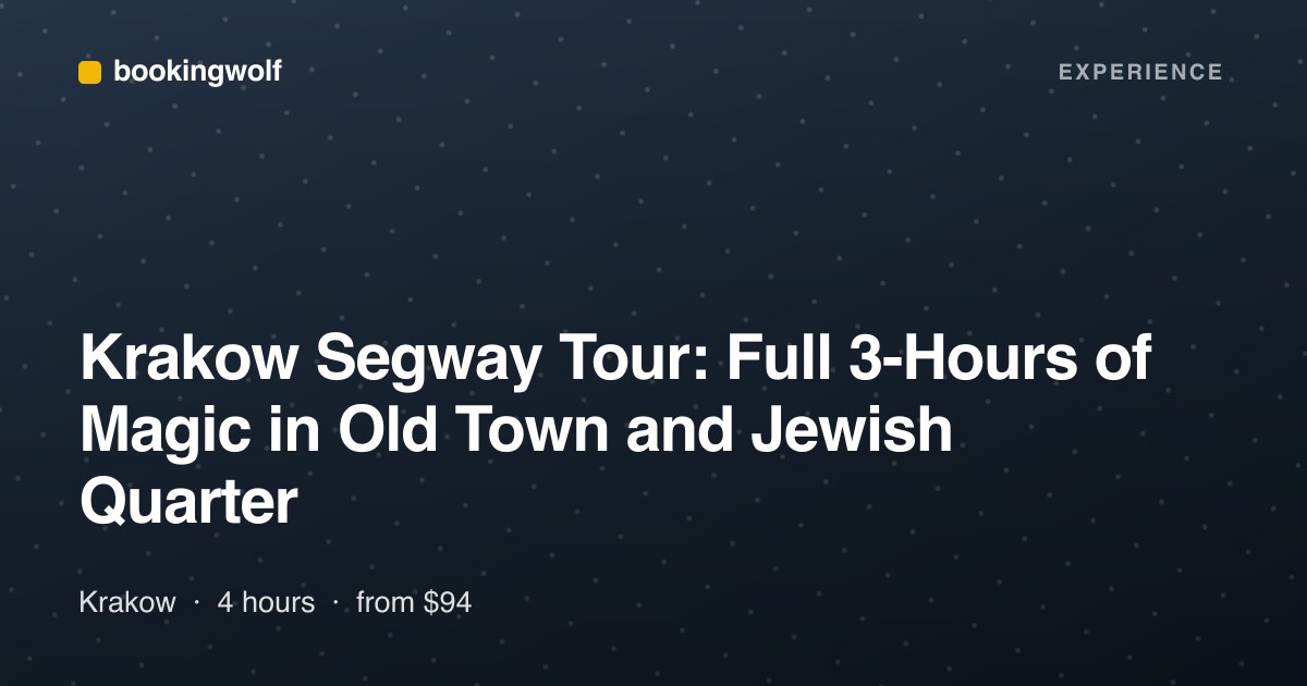 Krakow Segway Tour: Full 3-Hours of Magic in Old Town and Jewish Quarter