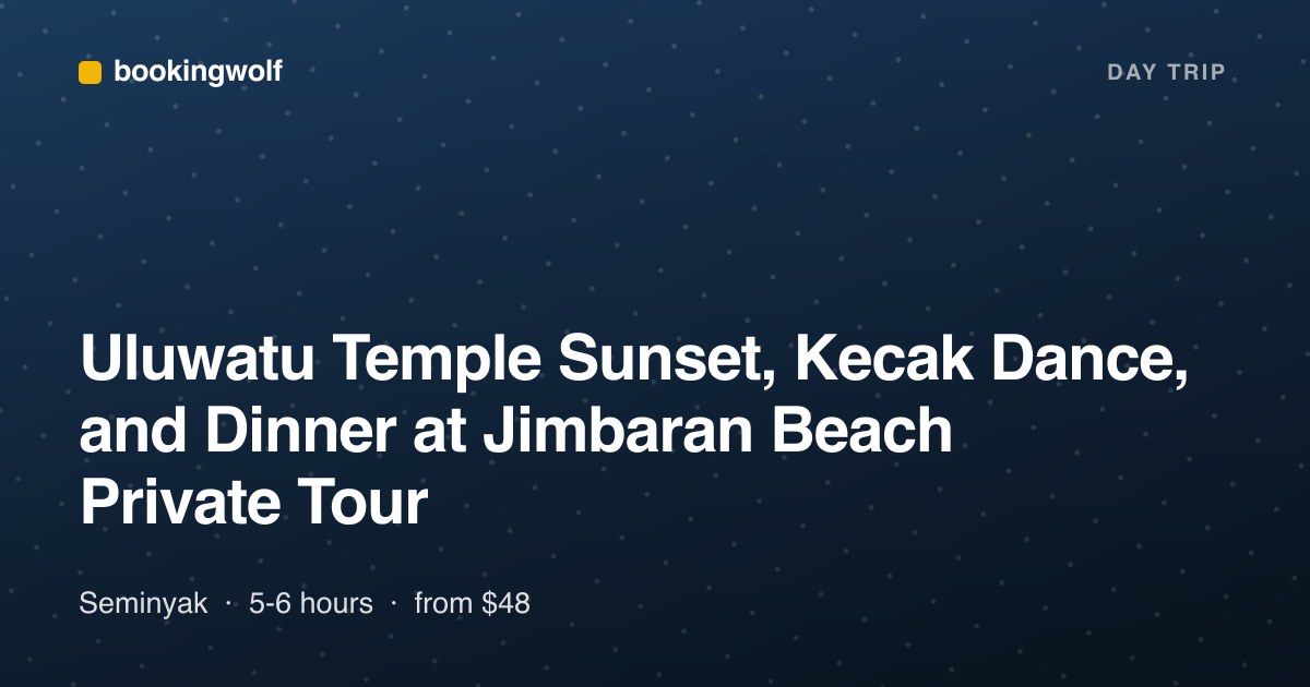 Uluwatu Temple Sunset, Kecak Dance, and Dinner at Jimbaran Beach Private Tour
