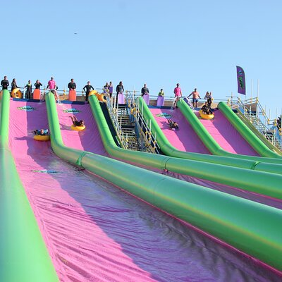 A monster 360ft long slip and slide session in BUDE, Cornwall