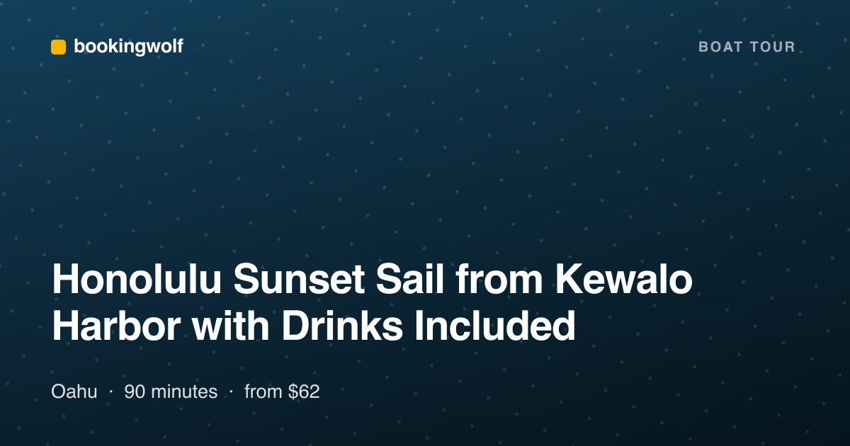 Honolulu Sunset Sail from Kewalo Harbor with Drinks Included