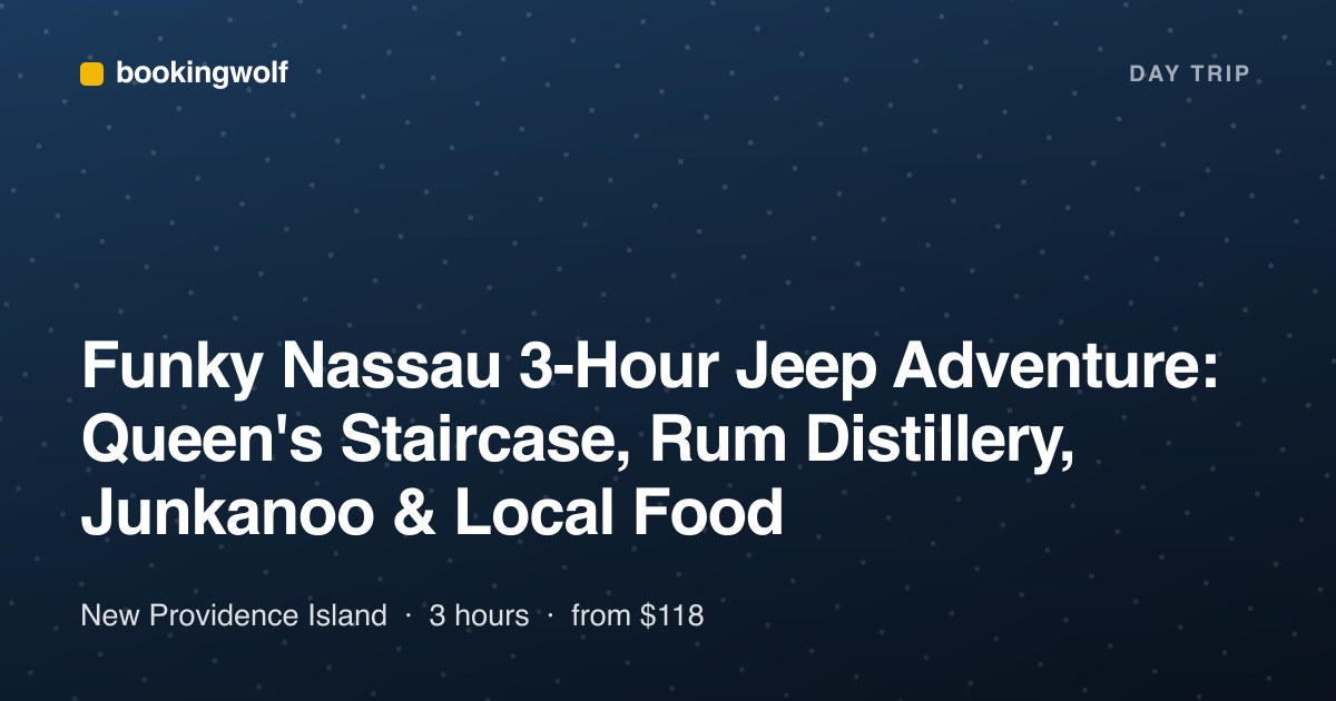 Funky Nassau 3-Hour Jeep Adventure: Queen's Staircase, Rum Distillery, Junkanoo & Local Food