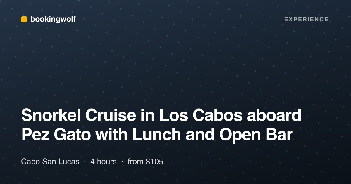 Snorkel Cruise in Los Cabos aboard Pez Gato with Lunch and Open Bar
