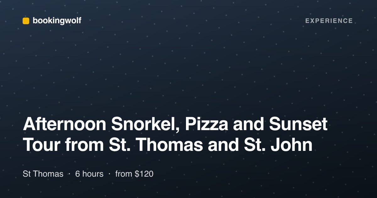 Afternoon Snorkel, Pizza and Sunset Tour from St. Thomas and St. John