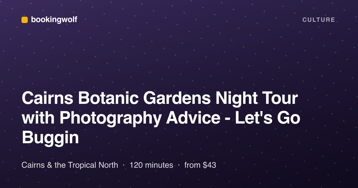 Cairns Botanic Gardens Night Tour with Photography Advice - Let's Go Buggin