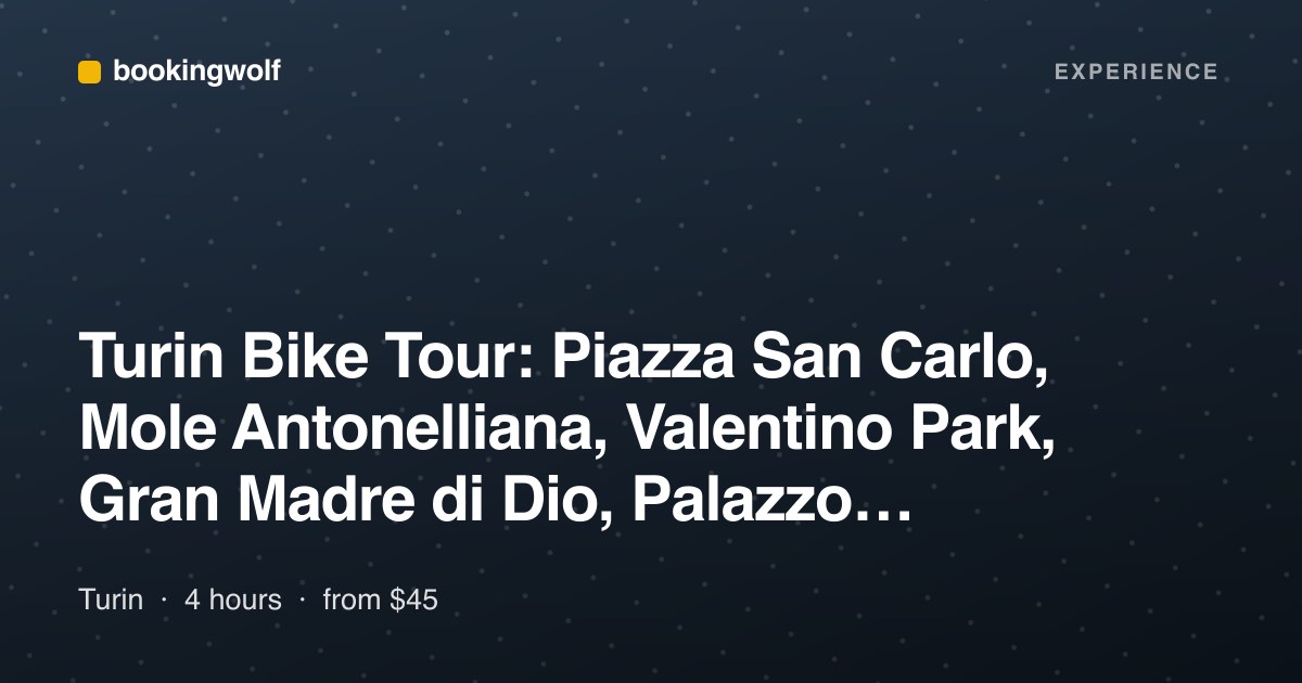 Turin Bike Tour: Piazza San Carlo, Mole Antonelliana, Valentino Park, Gran Madre di Dio, Palazzo Carignano