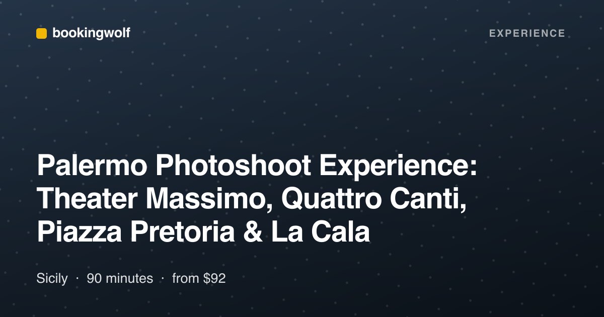 Palermo Photoshoot Experience: Theater Massimo, Quattro Canti, Piazza Pretoria & La Cala