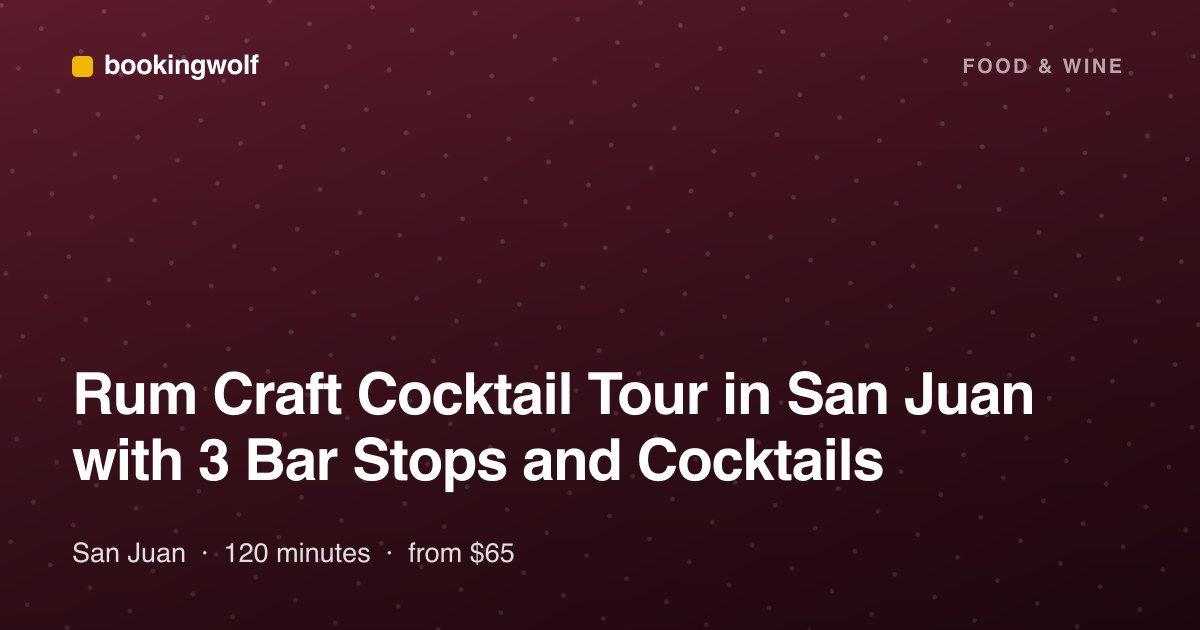 Rum Craft Cocktail Tour in San Juan with 3 Bar Stops and Cocktails