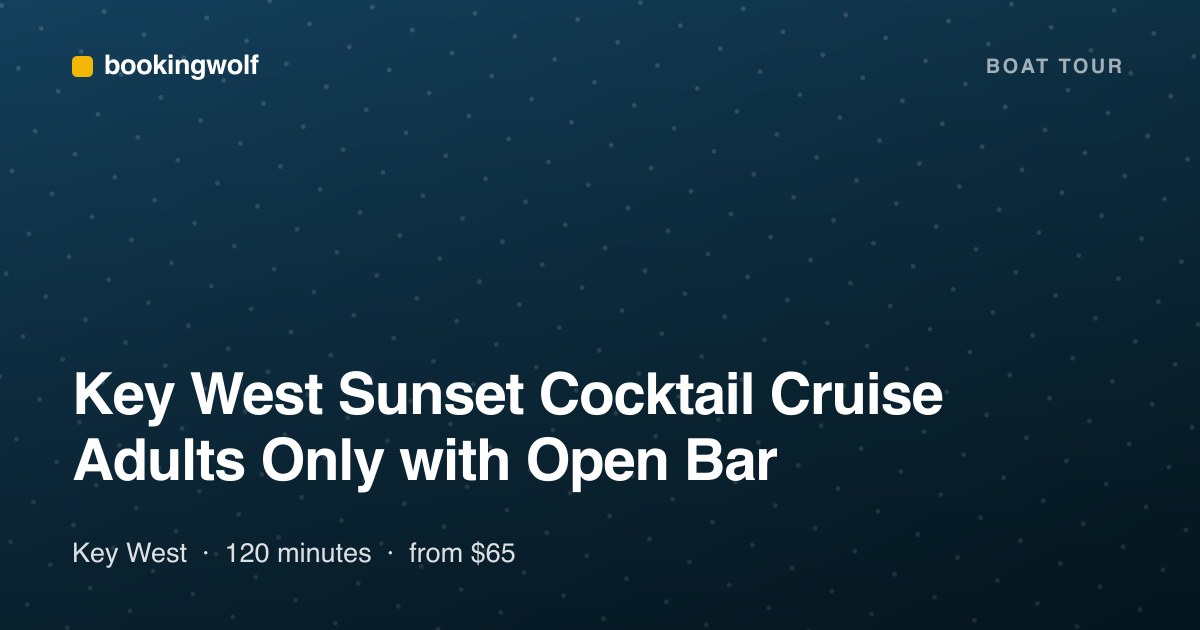 Key West Sunset Cocktail Cruise Adults Only with Open Bar