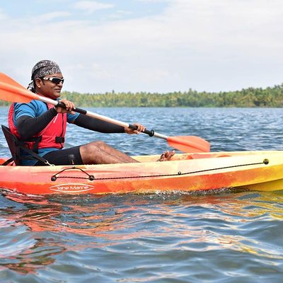 Kayaking to the Black Devil Snail Sandbar Island in Paravur Lake near Varkala