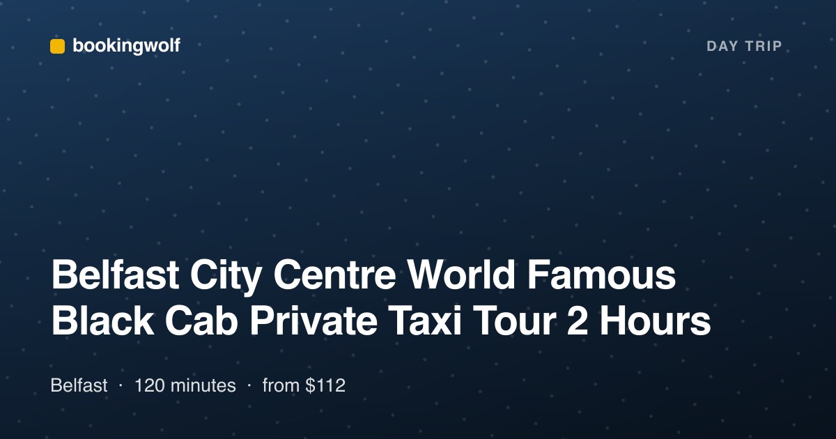 Belfast City Centre World Famous Black Cab Private Taxi Tour 2 Hours