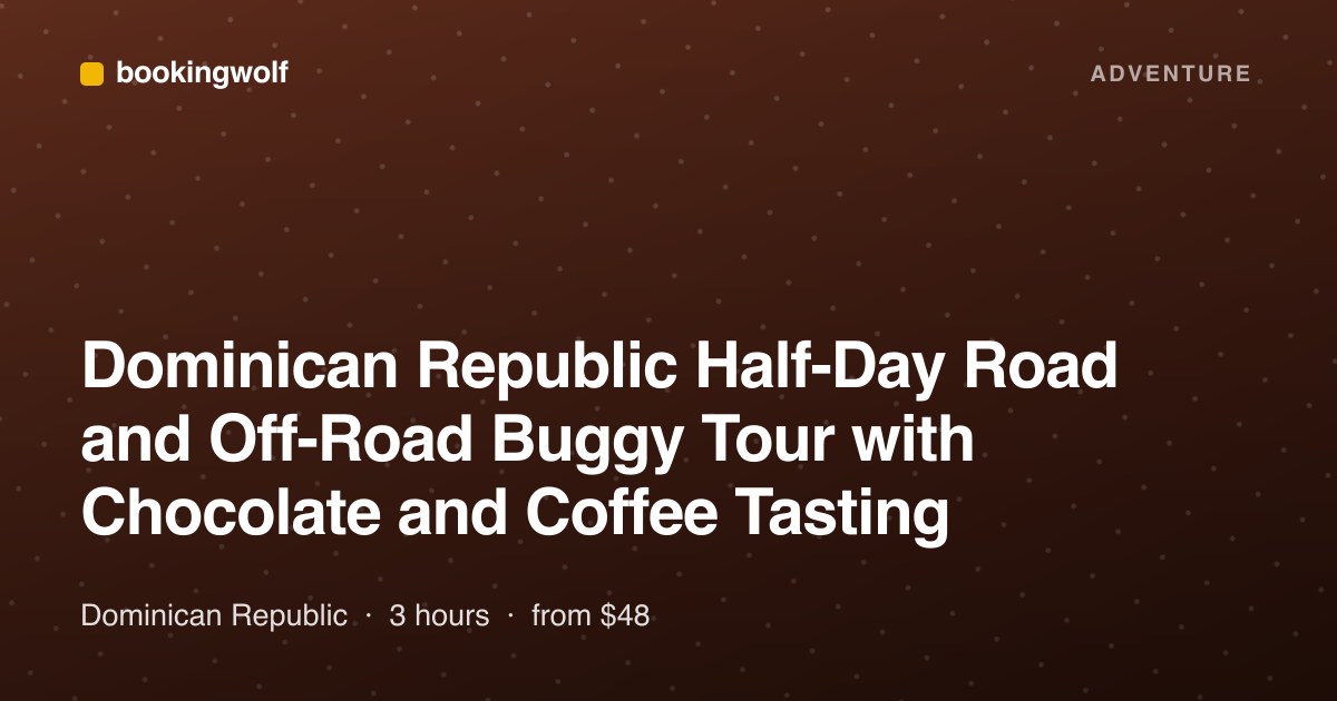 Dominican Republic Half-Day Road and Off-Road Buggy Tour with Chocolate and Coffee Tasting