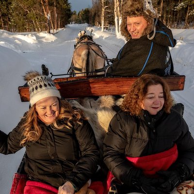 Sleigh or wagon ride in the arctic Country side