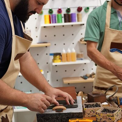 Cosmo Open Workshop in Batumi. Leather Wallet crafting Masterclas
