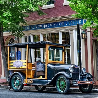 Historic Fredericksburg Tours in a open view 1920's Model-A Wagon