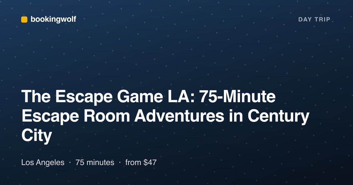 The Escape Game LA: 75-Minute Escape Room Adventures in Century City