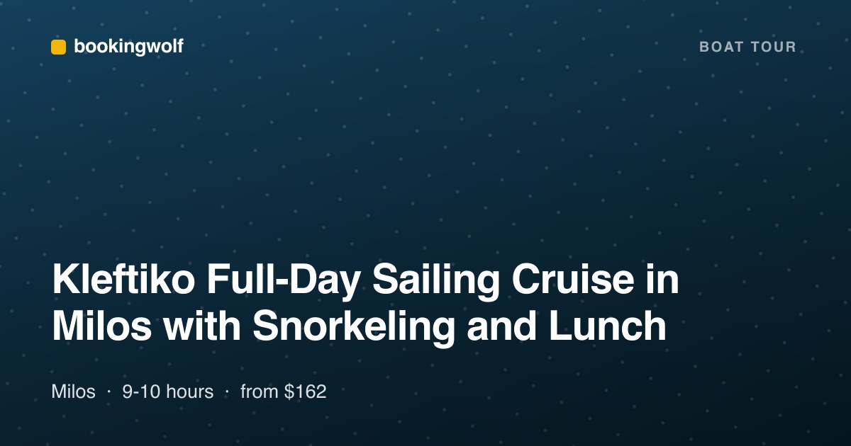 Kleftiko Full-Day Sailing Cruise in Milos with Snorkeling and Lunch