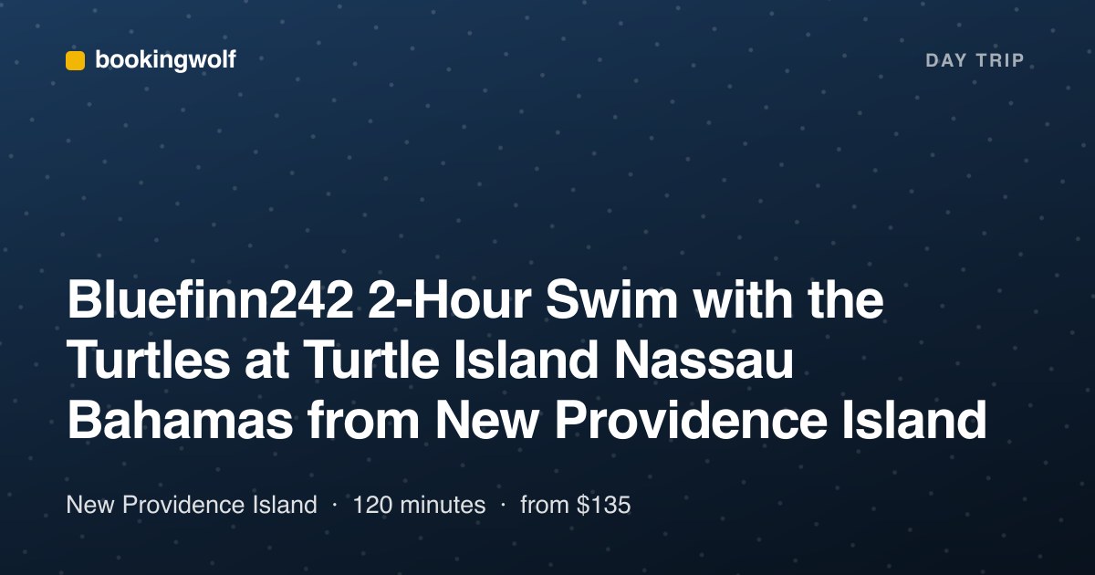 Bluefinn242 2-Hour Swim with the Turtles at Turtle Island Nassau Bahamas from New Providence Island