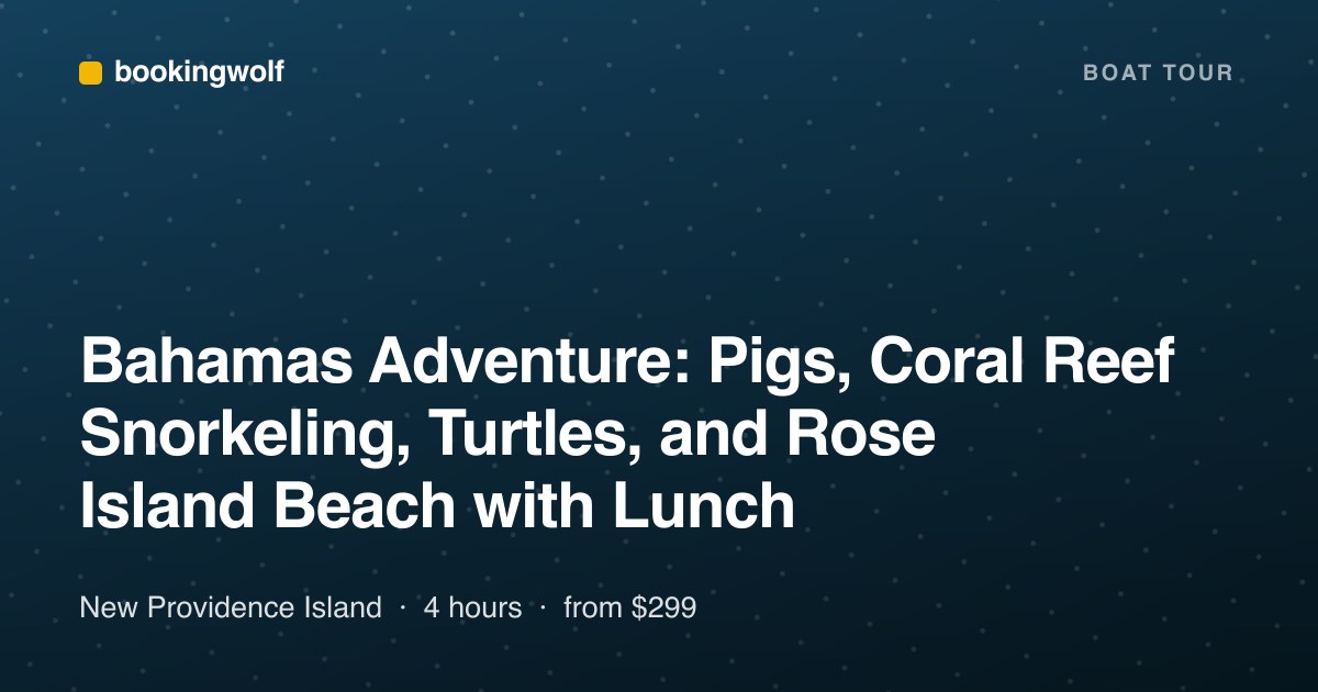 Bahamas Adventure: Pigs, Coral Reef Snorkeling, Turtles, and Rose Island Beach with Lunch