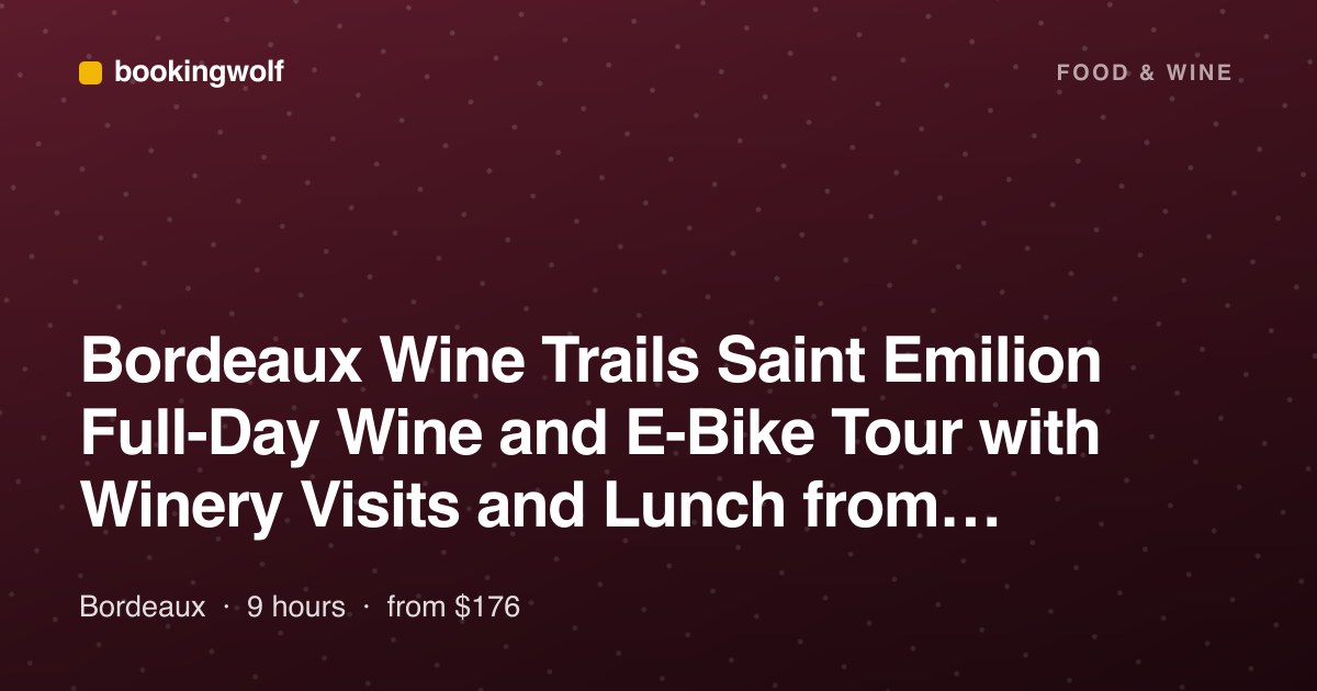Bordeaux Wine Trails Saint Emilion Full-Day Wine and E-Bike Tour with Winery Visits and Lunch from Bordeaux