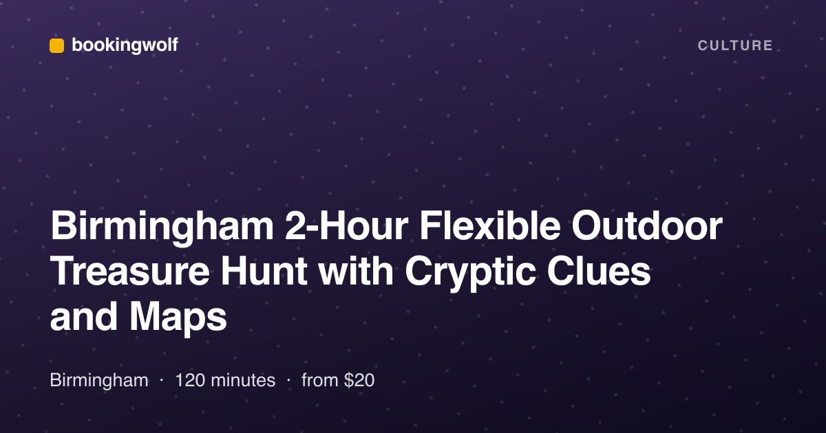 Birmingham 2-Hour Flexible Outdoor Treasure Hunt with Cryptic Clues and Maps