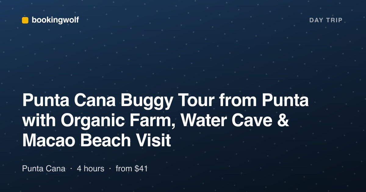 Punta Cana Buggy Tour from Punta with Organic Farm, Water Cave & Macao Beach Visit