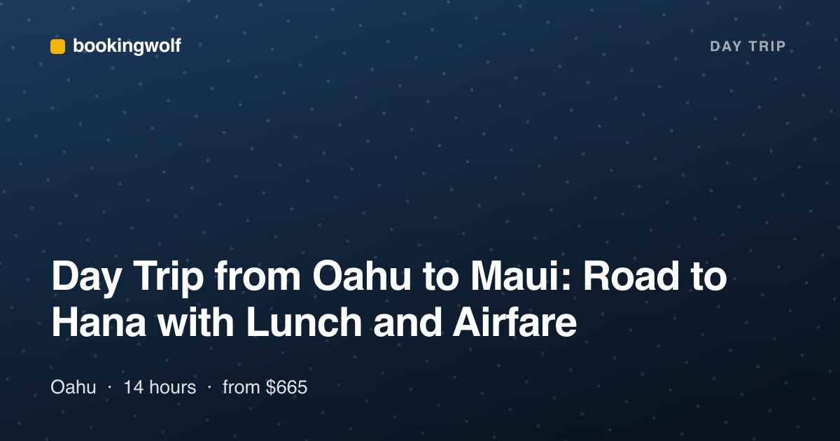 Day Trip from Oahu to Maui: Road to Hana with Lunch and Airfare