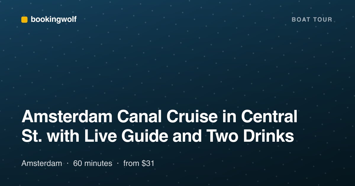 Amsterdam Canal Cruise in Central St. with Live Guide and Two Drinks