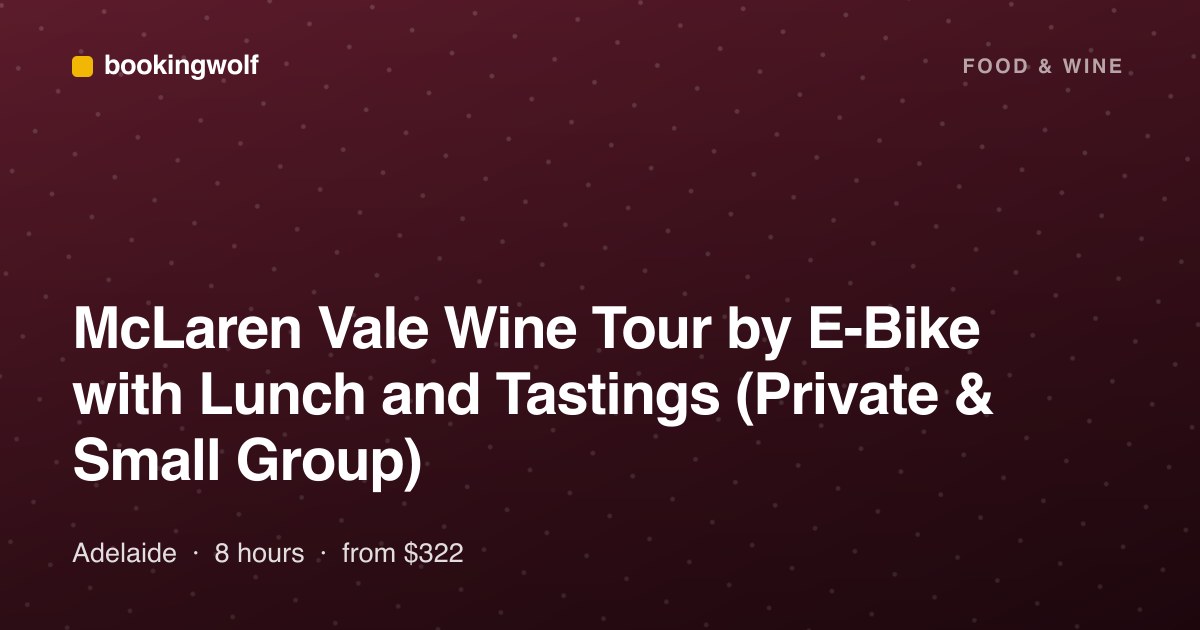 McLaren Vale Wine Tour by E-Bike with Lunch and Tastings (Private & Small Group)