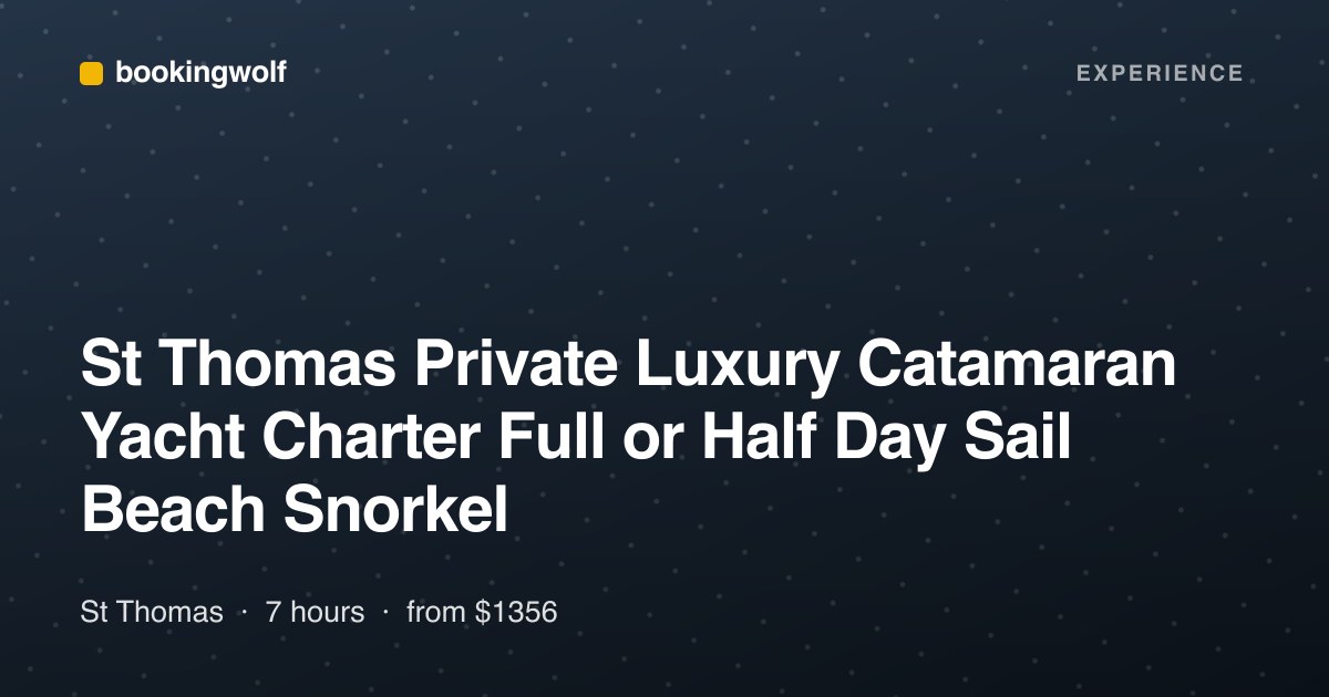St Thomas Private Luxury Catamaran Yacht Charter Full or Half Day Sail Beach Snorkel