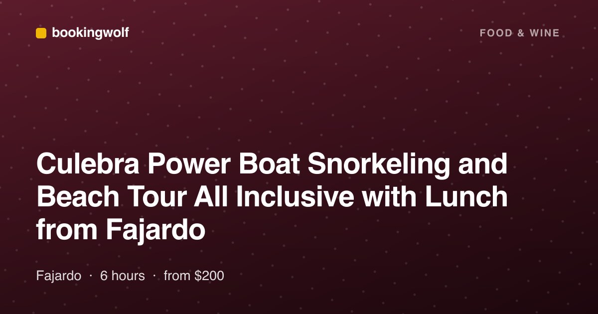 Culebra Power Boat Snorkeling and Beach Tour All Inclusive with Lunch from Fajardo