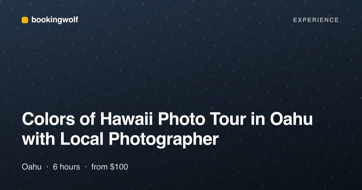 Colors of Hawaii Photo Tour in Oahu with Local Photographer