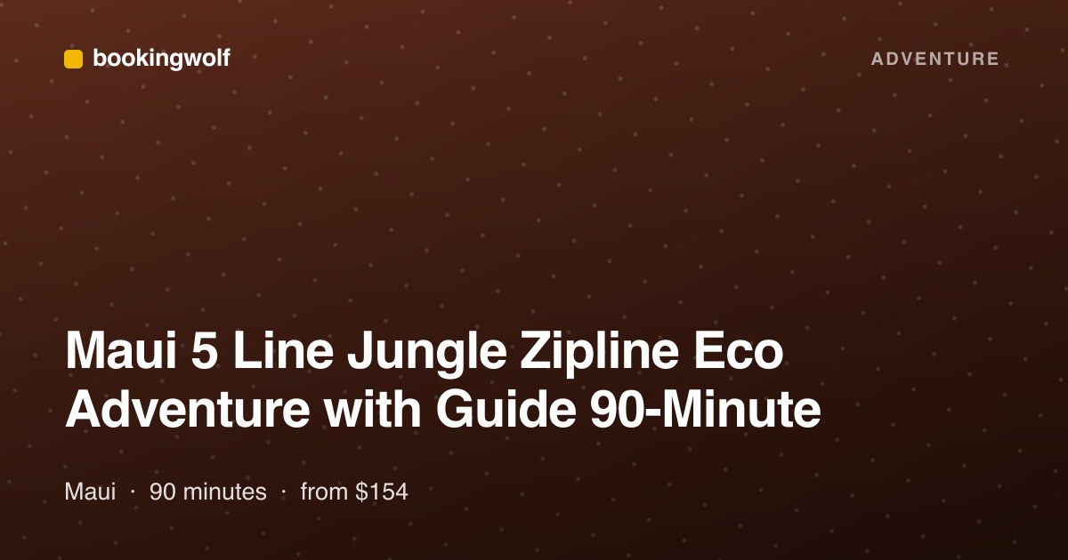 Maui 5 Line Jungle Zipline Eco Adventure with Guide 90-Minute