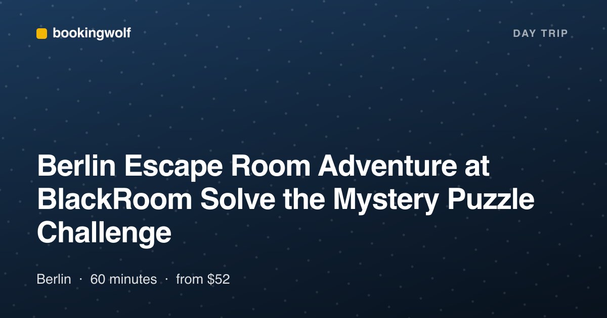 Berlin Escape Room Adventure at BlackRoom Solve the Mystery Puzzle Challenge