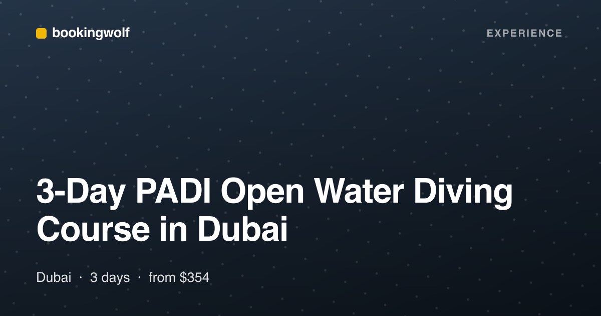 3-Day PADI Open Water Diving Course in Dubai