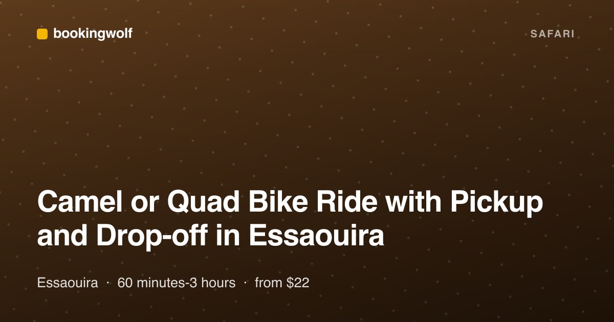Camel or Quad Bike Ride with Pickup and Drop-off in Essaouira