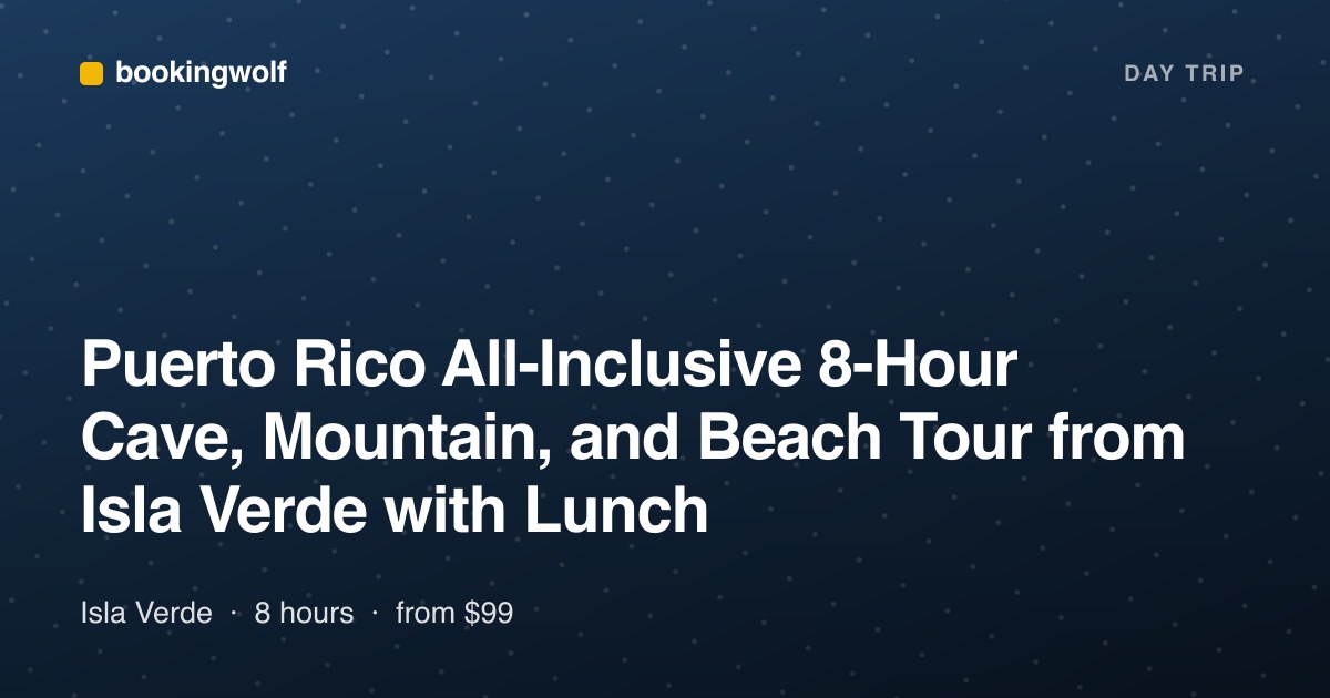 Puerto Rico All-Inclusive 8-Hour Cave, Mountain, and Beach Tour from Isla Verde with Lunch