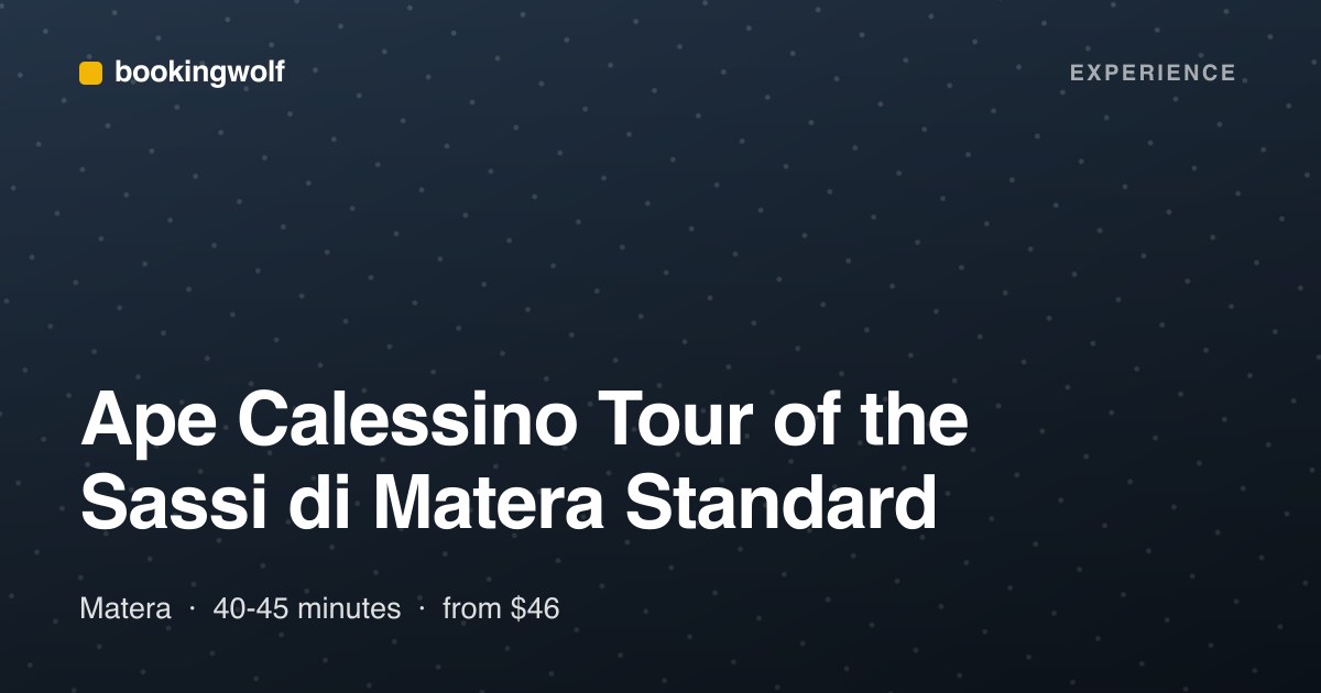 Ape Calessino Tour of the Sassi di Matera Standard