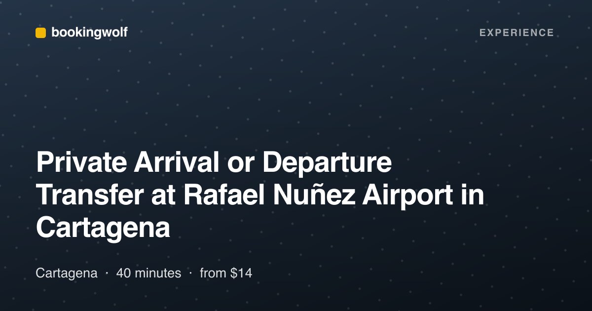Private Arrival or Departure Transfer at Rafael Nuñez Airport in Cartagena